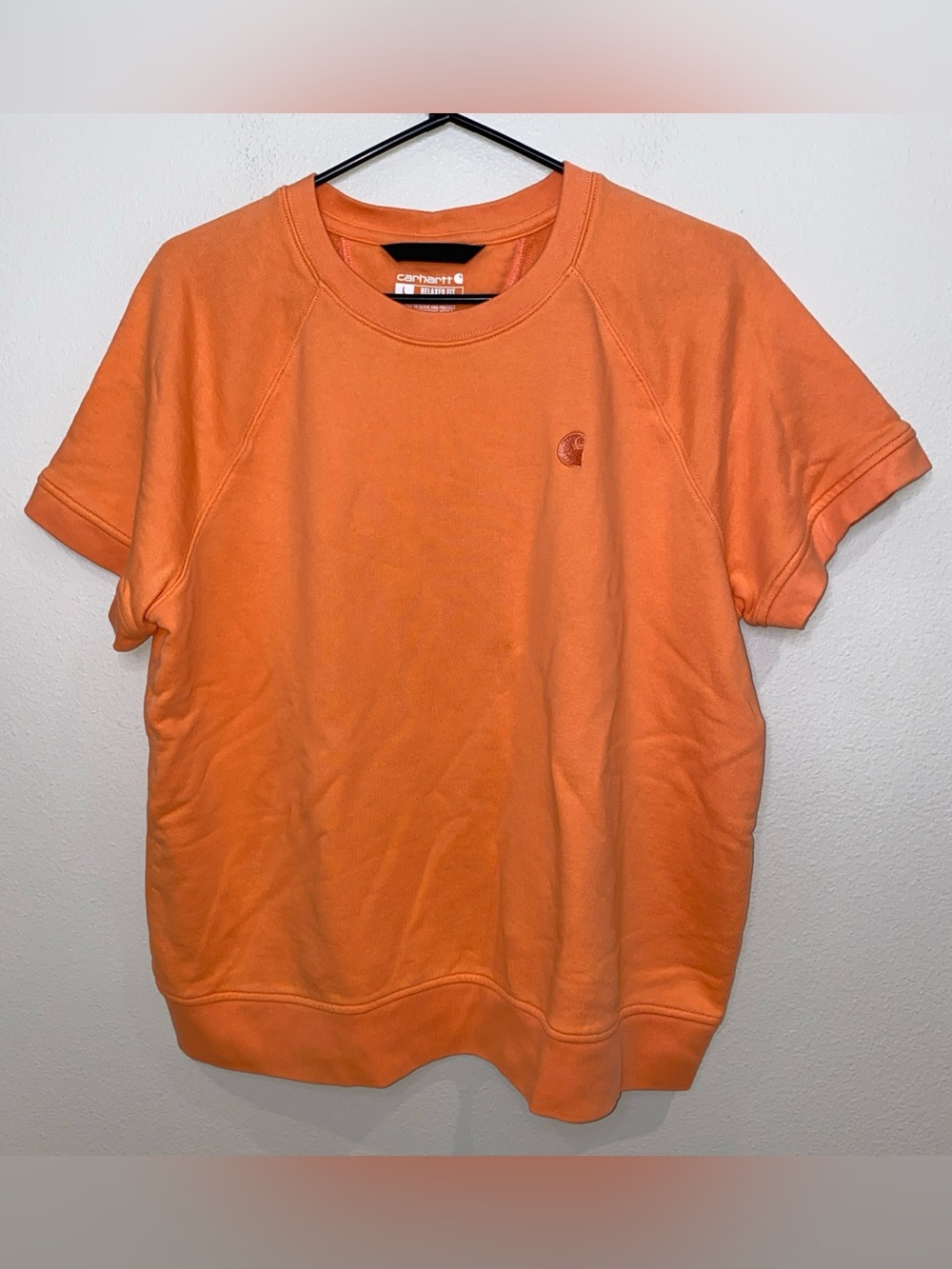 Carhartt Women's Relaxed Fit French Terry Sweatshirt Size L Orange Short Sleeve